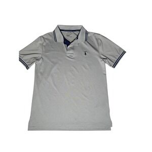 Polo Ralph Lauren Boys Performance Polo Shirt Gray Size L 14-16 Short Sleeve